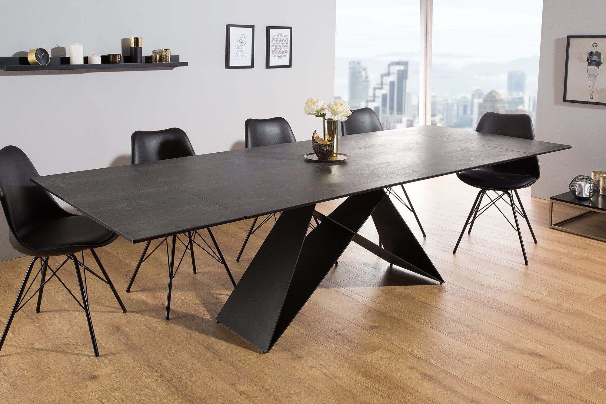 Table à manger extensible PROMETHEUS 180-220-260cm en céramique de lave fabriquée en Italie