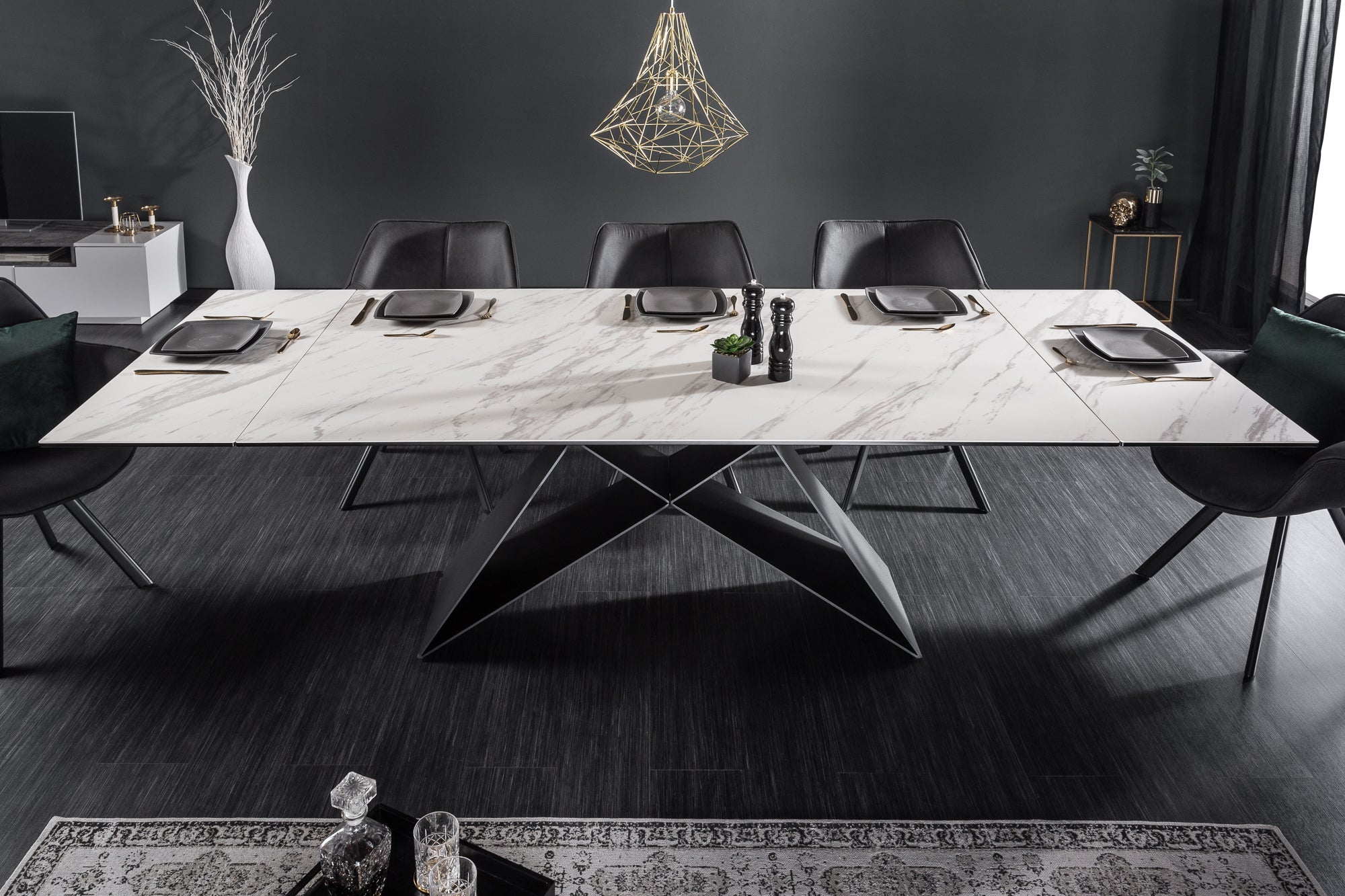 PROMETHEUS 180-220-260cm mesa de comedor extensible de cerámica de mármol blanco made in Italy
