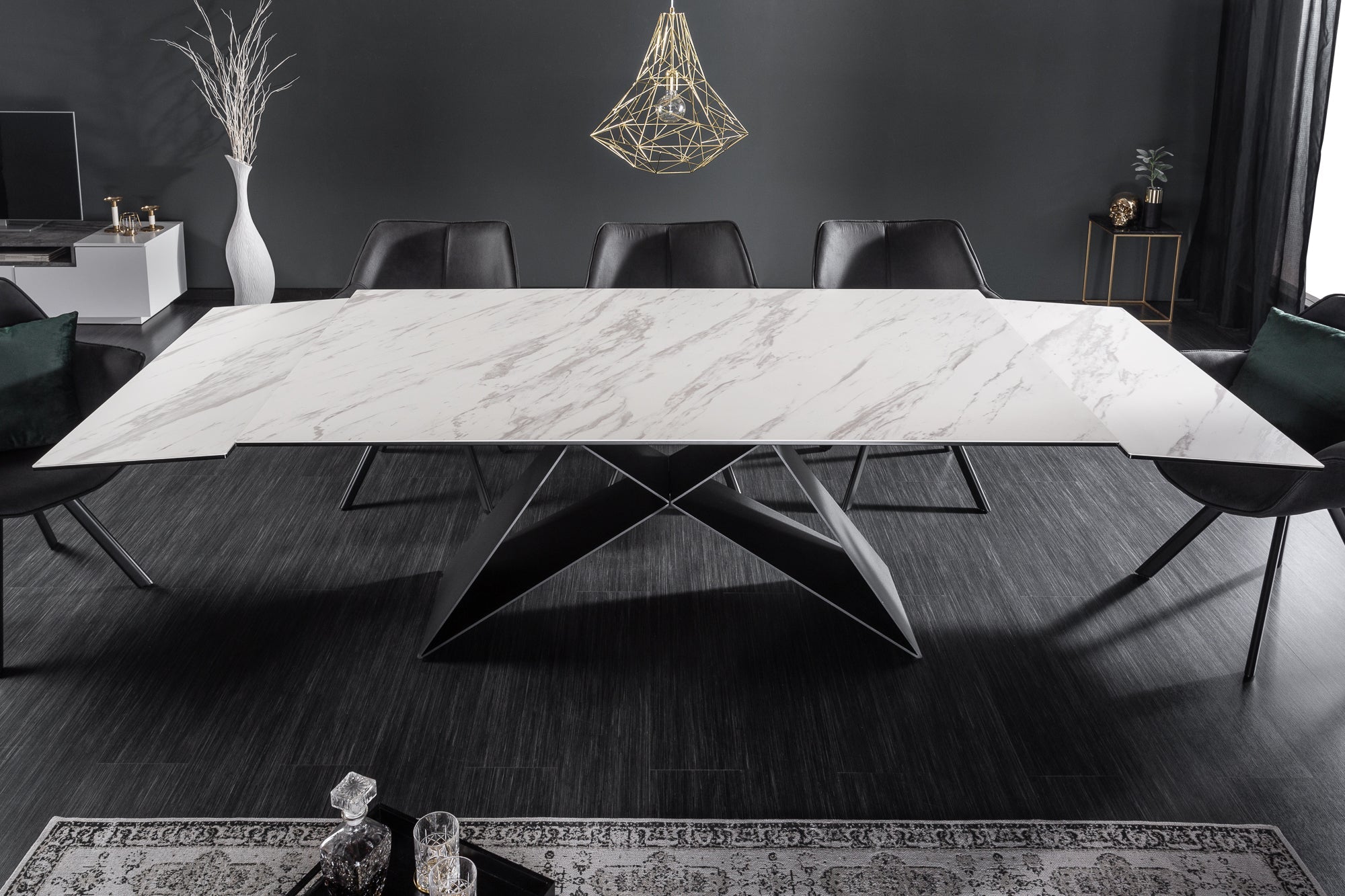 PROMETHEUS 180-220-260cm mesa de comedor extensible de cerámica de mármol blanco made in Italy