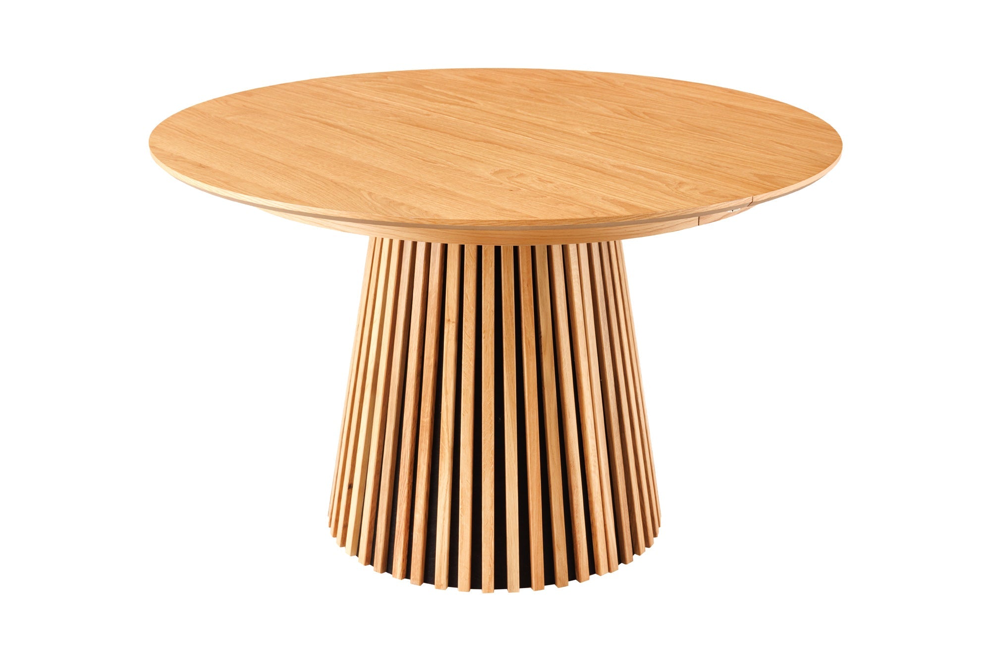 Mesa de comedor extensible VALHALLA WOOD 120-160-200cm roble natural base columna ovalada