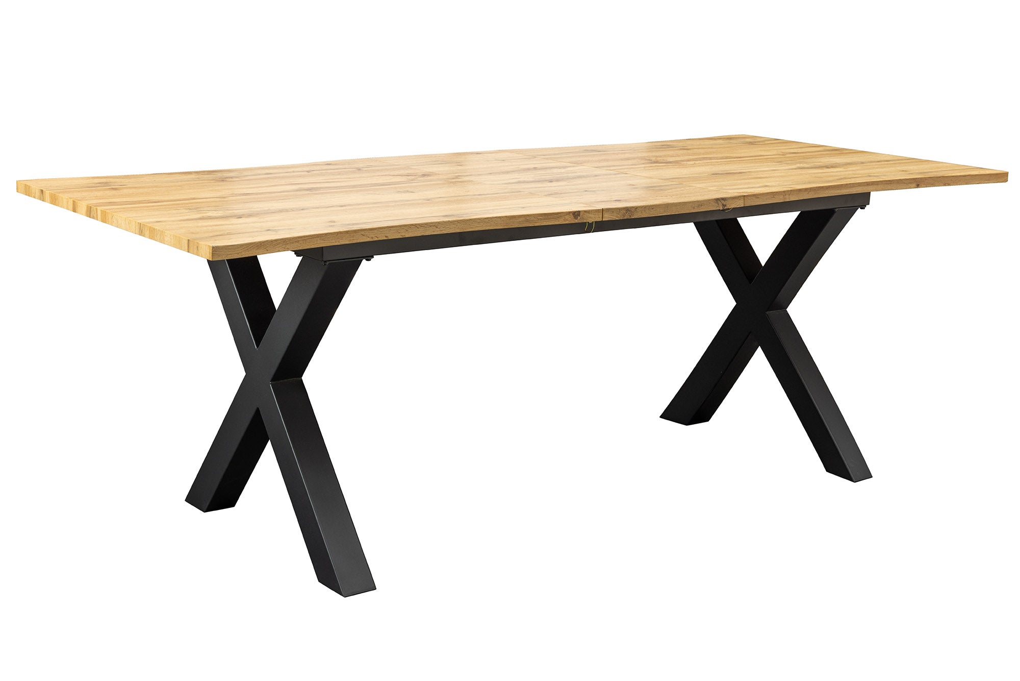 WILD mesa de comedor extensible 180-220 cm roble salvaje look marrón árbol borde negro
