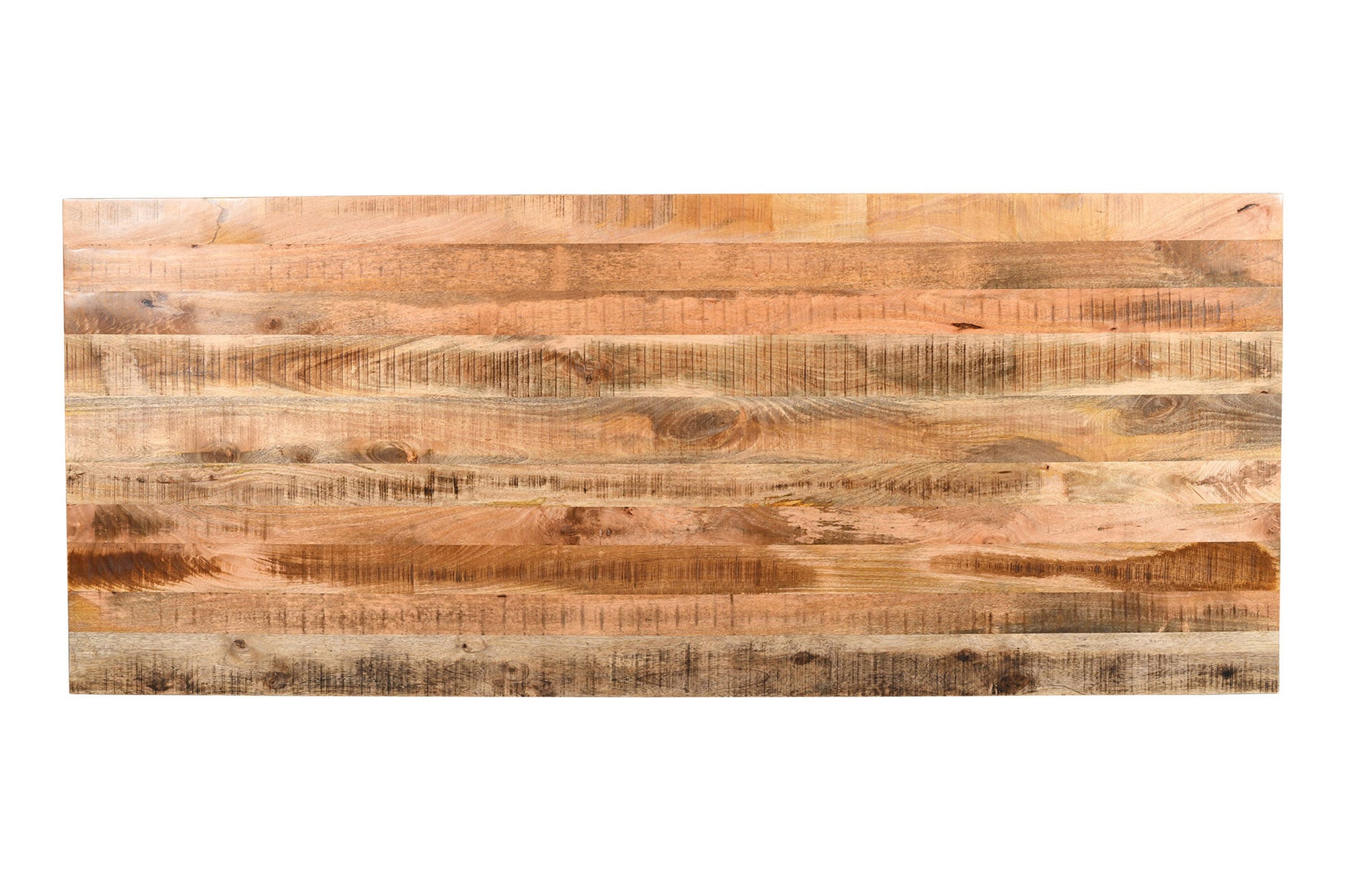 GALAXIE Mesa de comedor industrial maciza de 240 cm en madera de mango natural y estructura de estrella negra