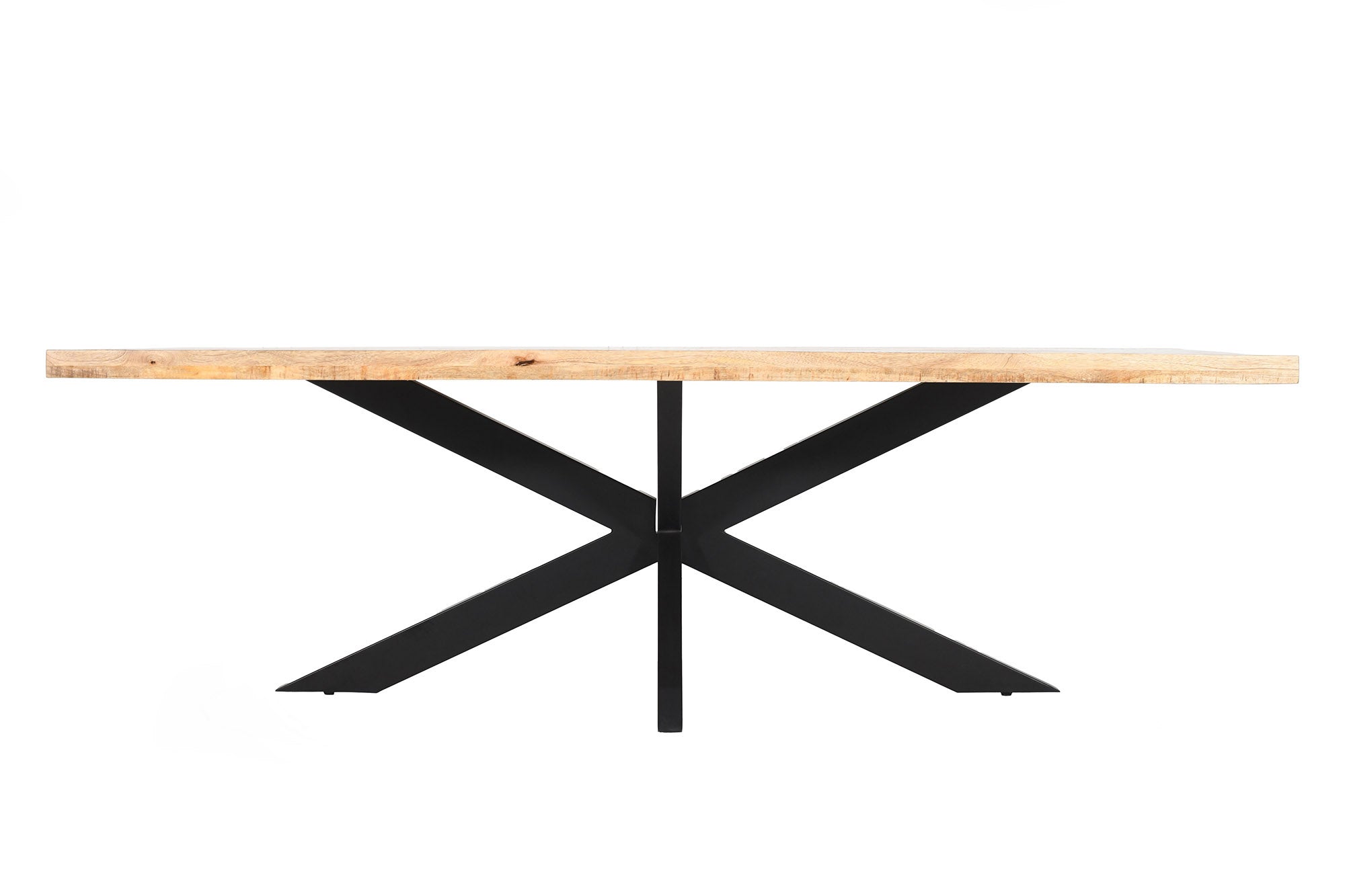 table-a-manger-industrielle-solide-galaxie-240cm-en-bois-de-manguier-naturel-et-structure- étoile-noire_45772 (inv)