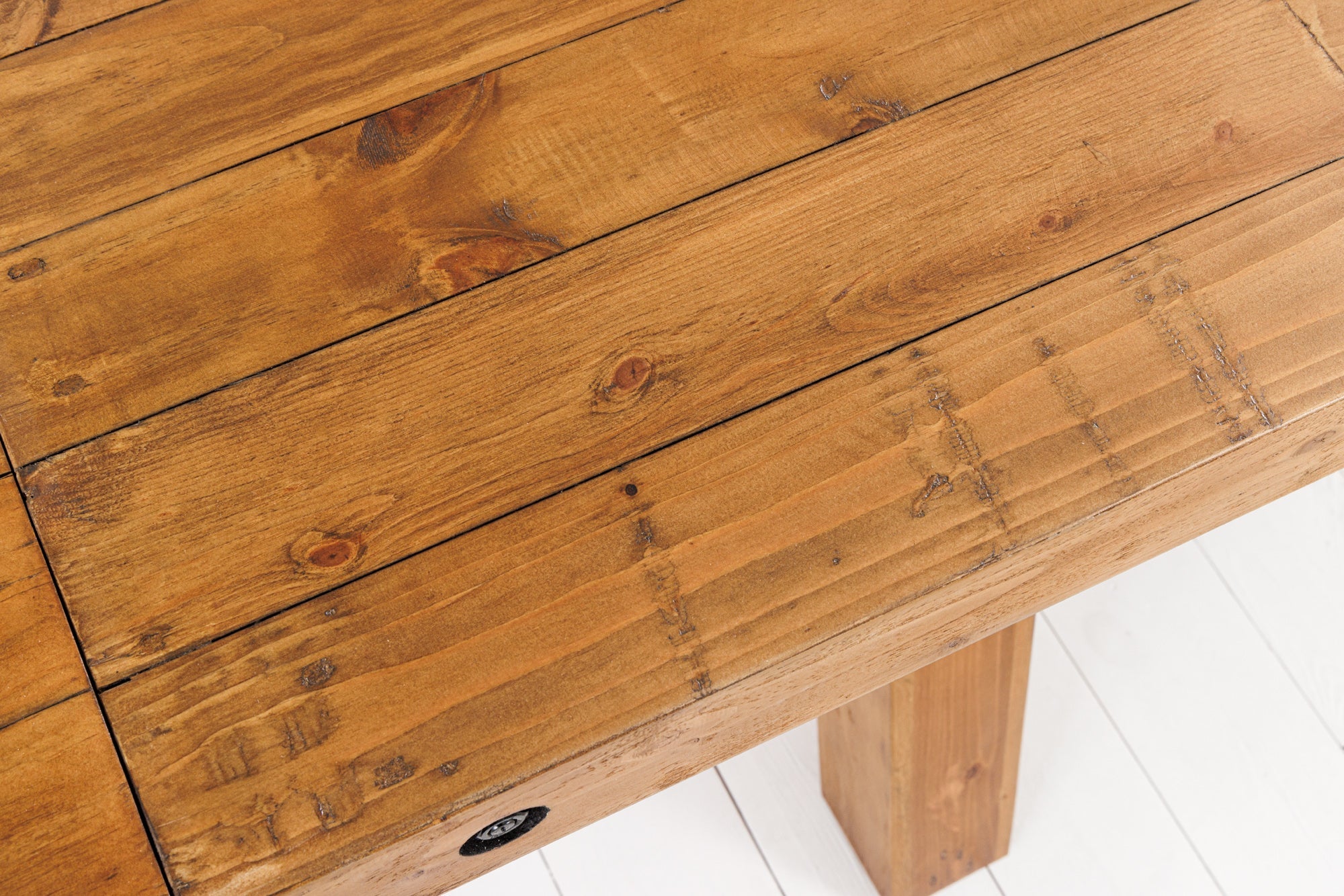 Table à manger massive FINCA 300-400cm vintage marron extensible en bois de pin recyclé
