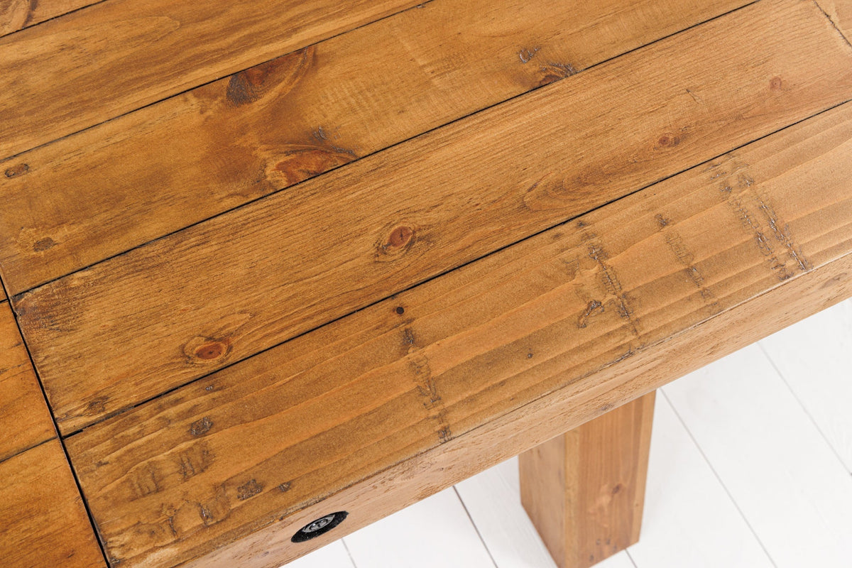 Table à manger massive FINCA 300-400cm vintage marron extensible en bois de pin recyclé