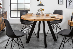 Table à manger massive IRON CRAFT ronde 120 cm en bois de manguier naturel