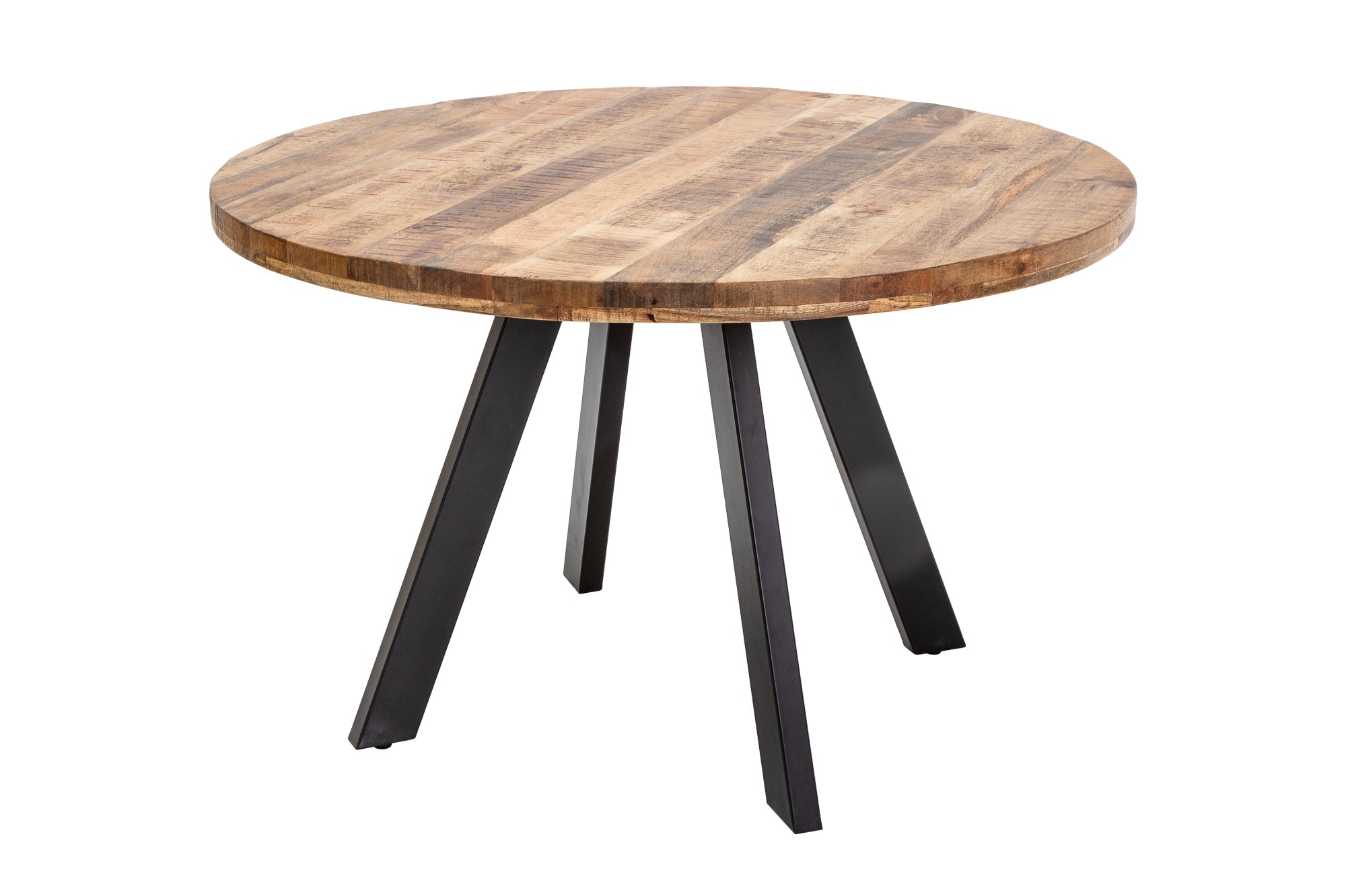 IRON CRAFT Mesa de comedor redonda de 120 cm de madera maciza de mango