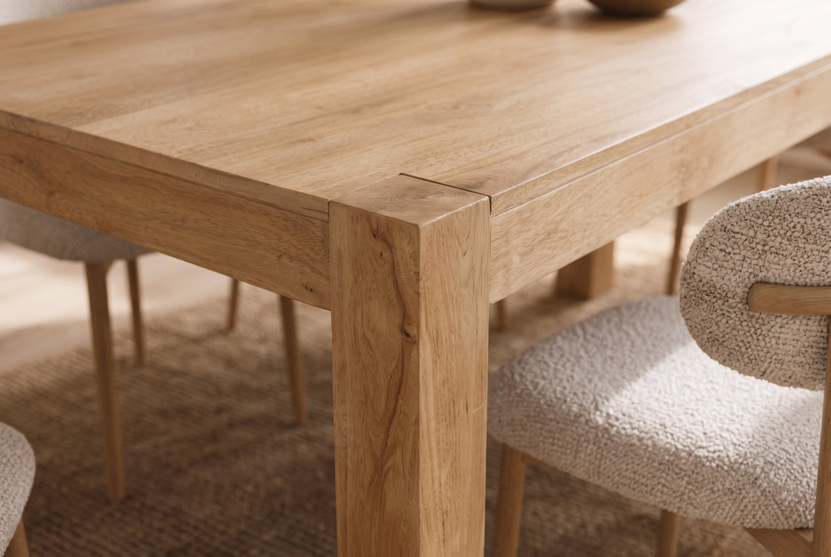 Table à manger massive MAKASSAR 160cm en manguier naturel finition crème laquée rectangulaire
