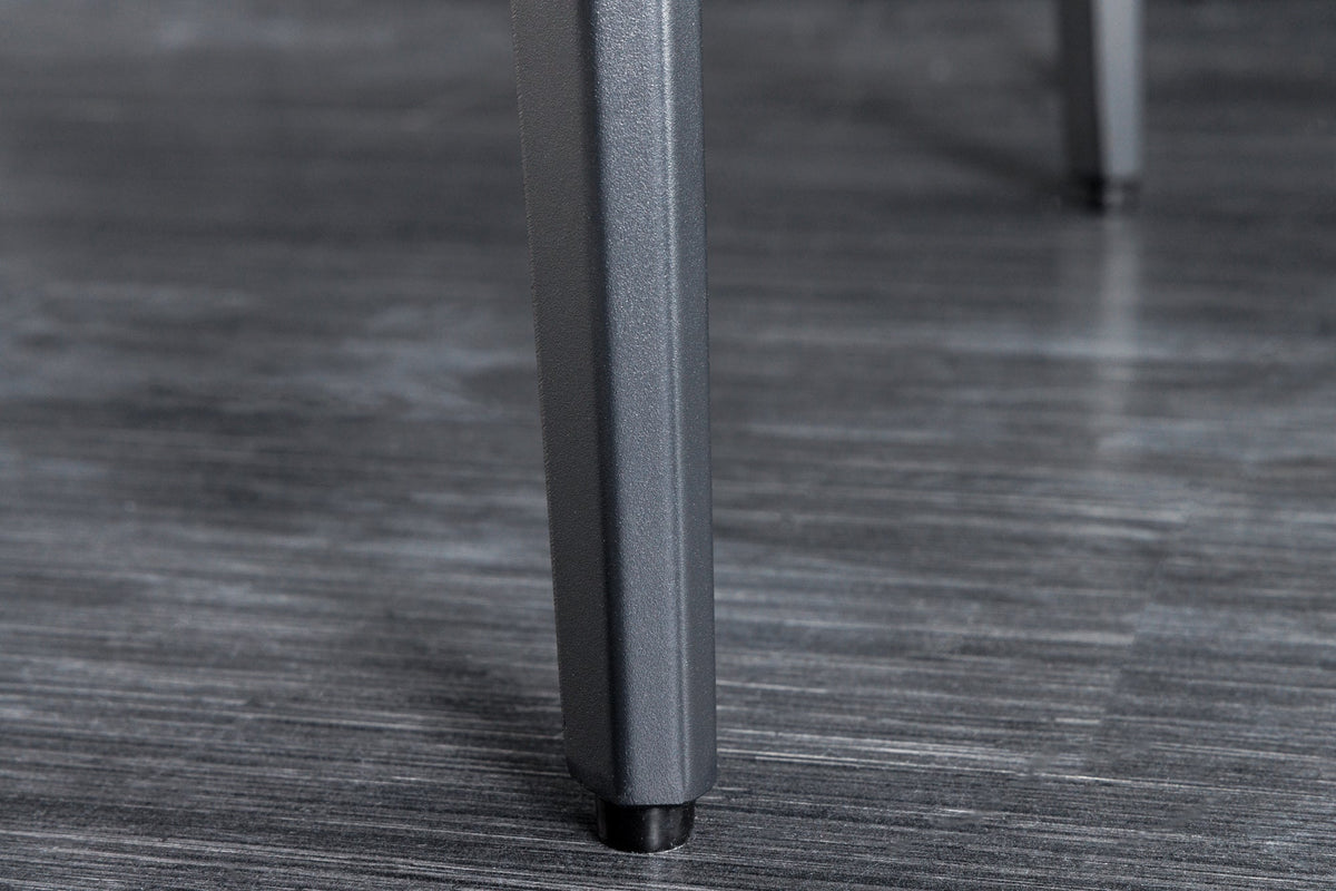 Table à manger MILANO 160cm marbre blanc céramique structure métal noir