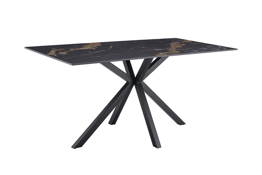 Table à manger moderne GALAXIE 160cm Aurora Oro céramique sable or noir