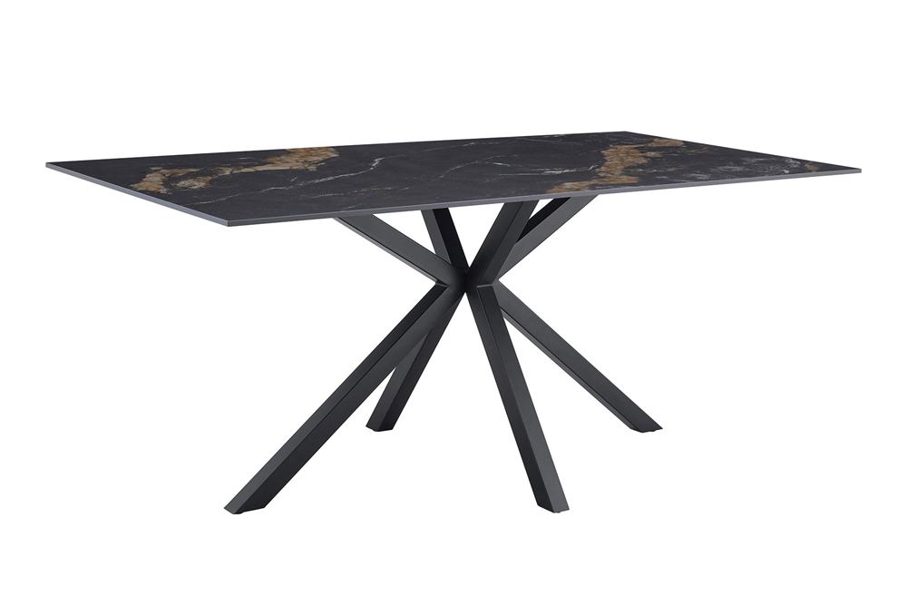 Table à manger moderne GALAXIE 180cm Aurora Oro céramique sable or noir