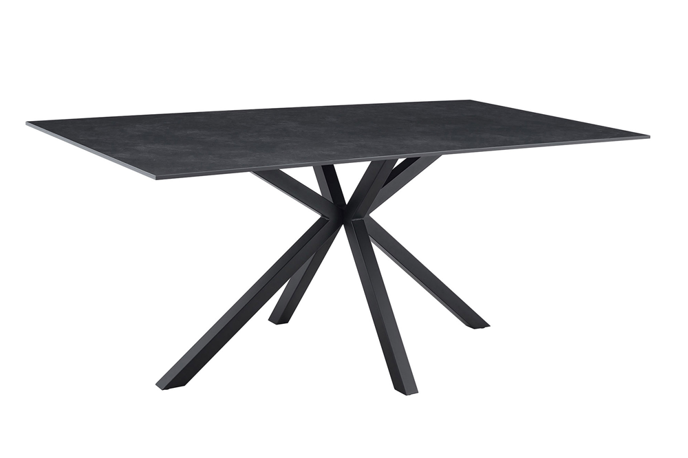 Table à manger moderne GALAXIE 180cm céramique anthracite structure étoile métal noir