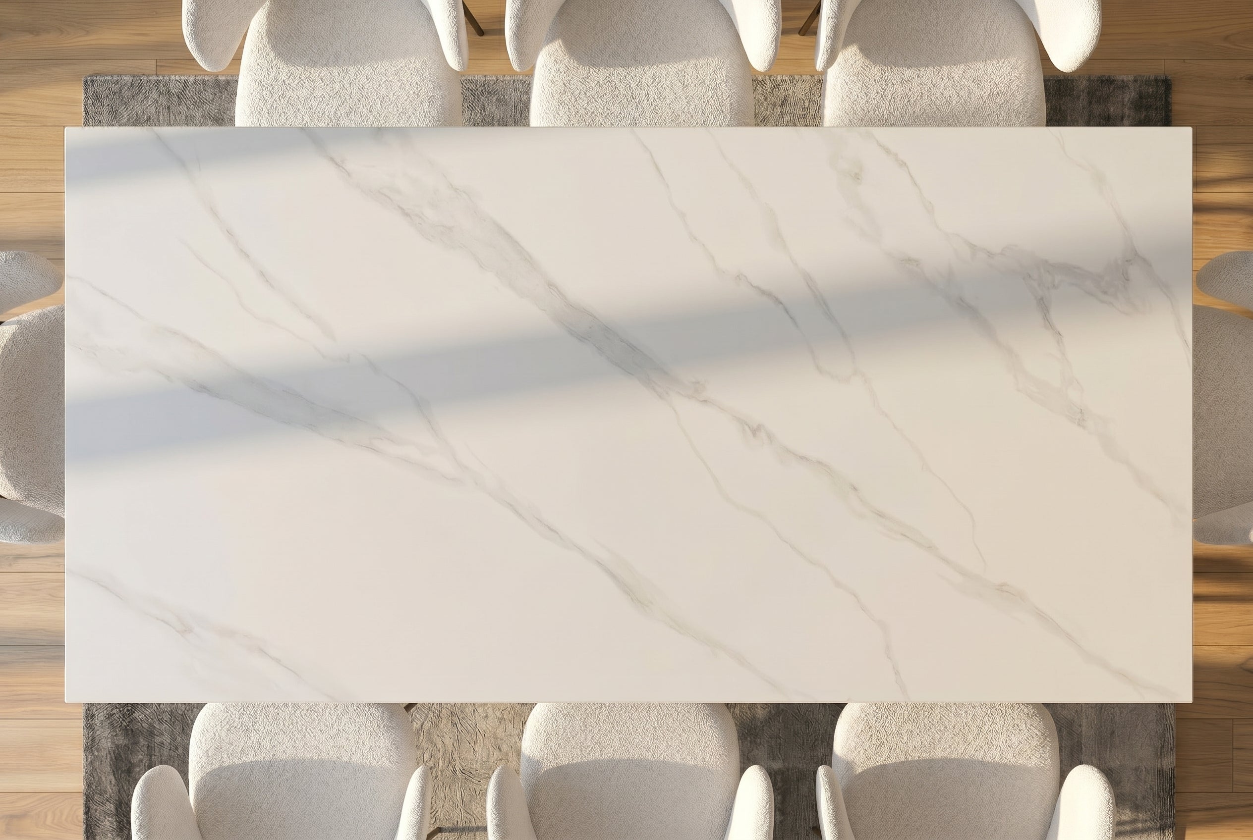 Table à manger moderne GALAXIE 180cm céramique blanche structure étoile métal noir