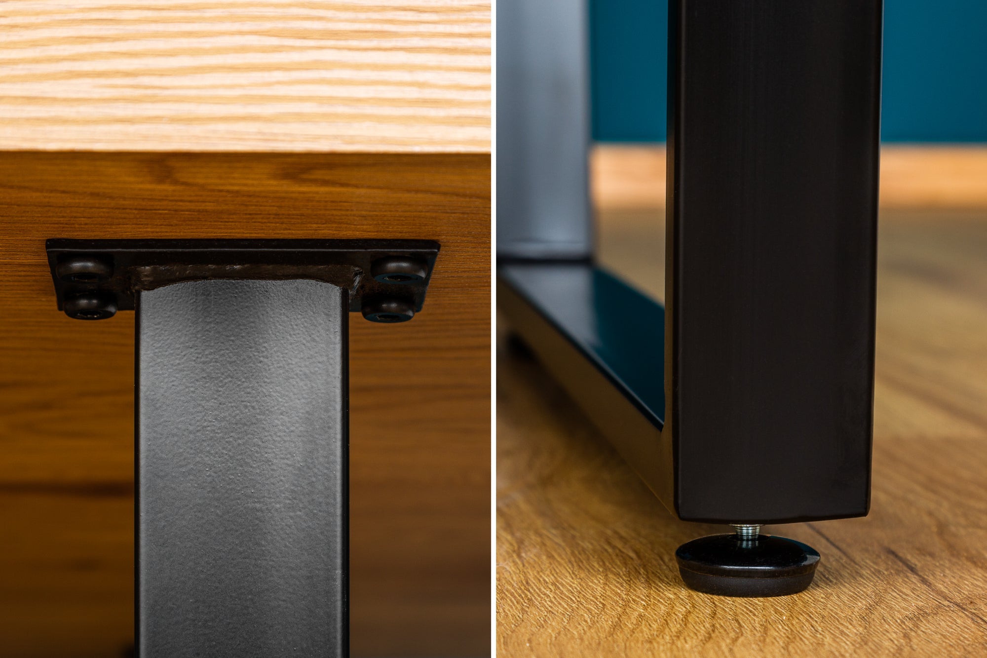 LOFT 160cm mesa de comedor moderna diseño roble patas de metal negro estructura en voladizo estilo industrial