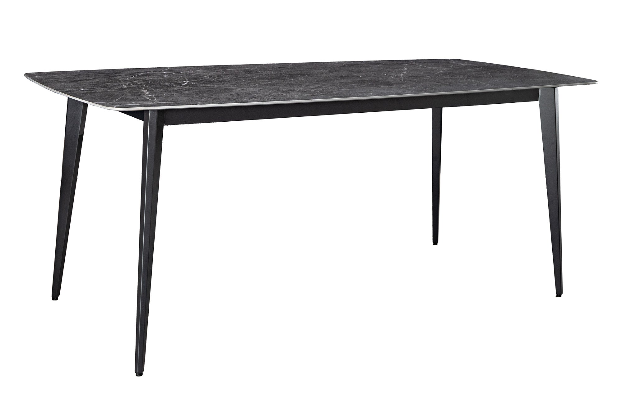 Table à manger moderne MILANO 160cm céramique anthracite pieds métal noir