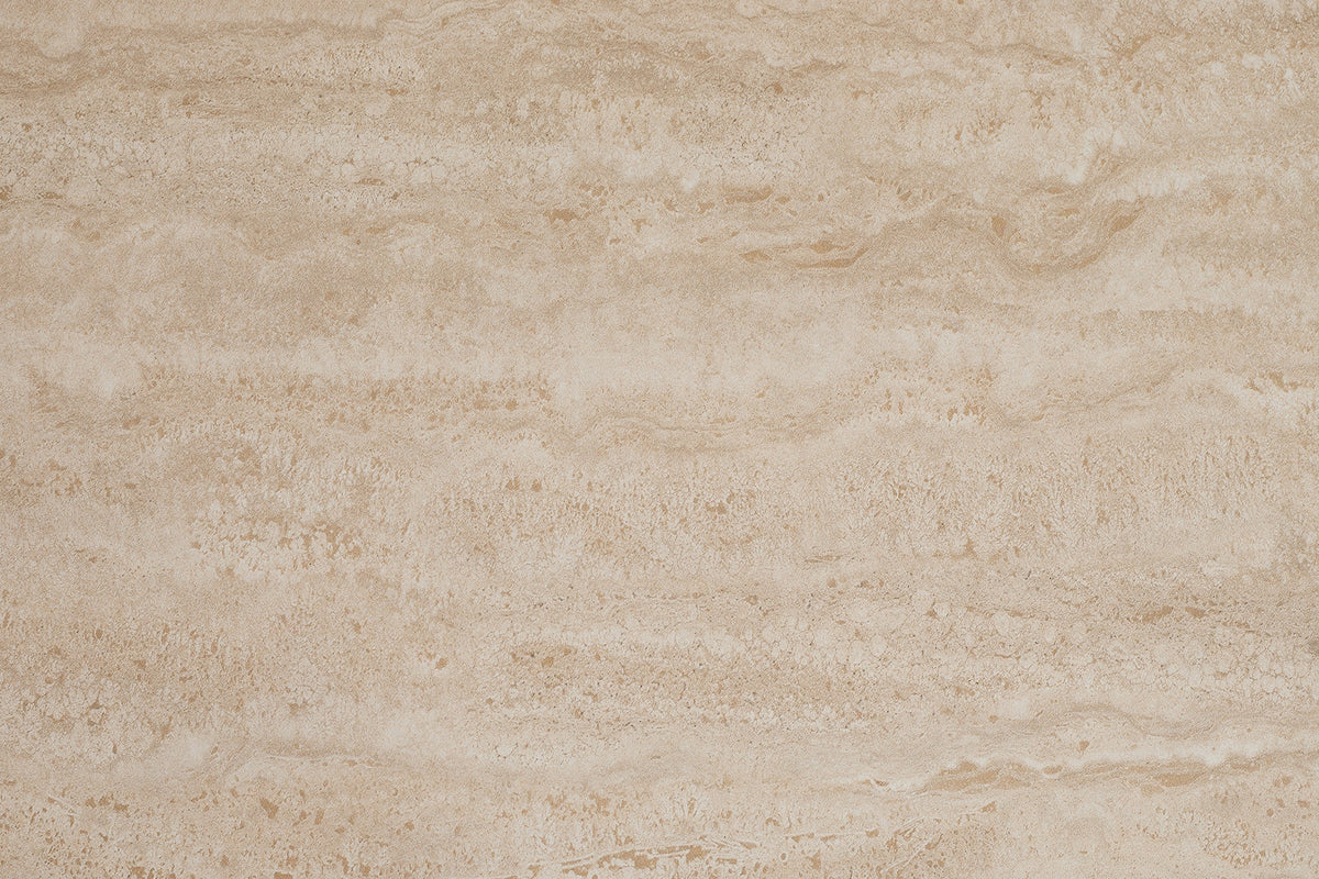 Table à manger ovale SCULPTURE 220cm céramique travertin naturel métal grège champagne