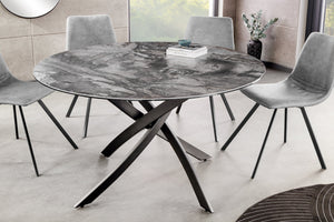Table à manger ronde ALPINE 120cm céramique taupe structure métal noir
