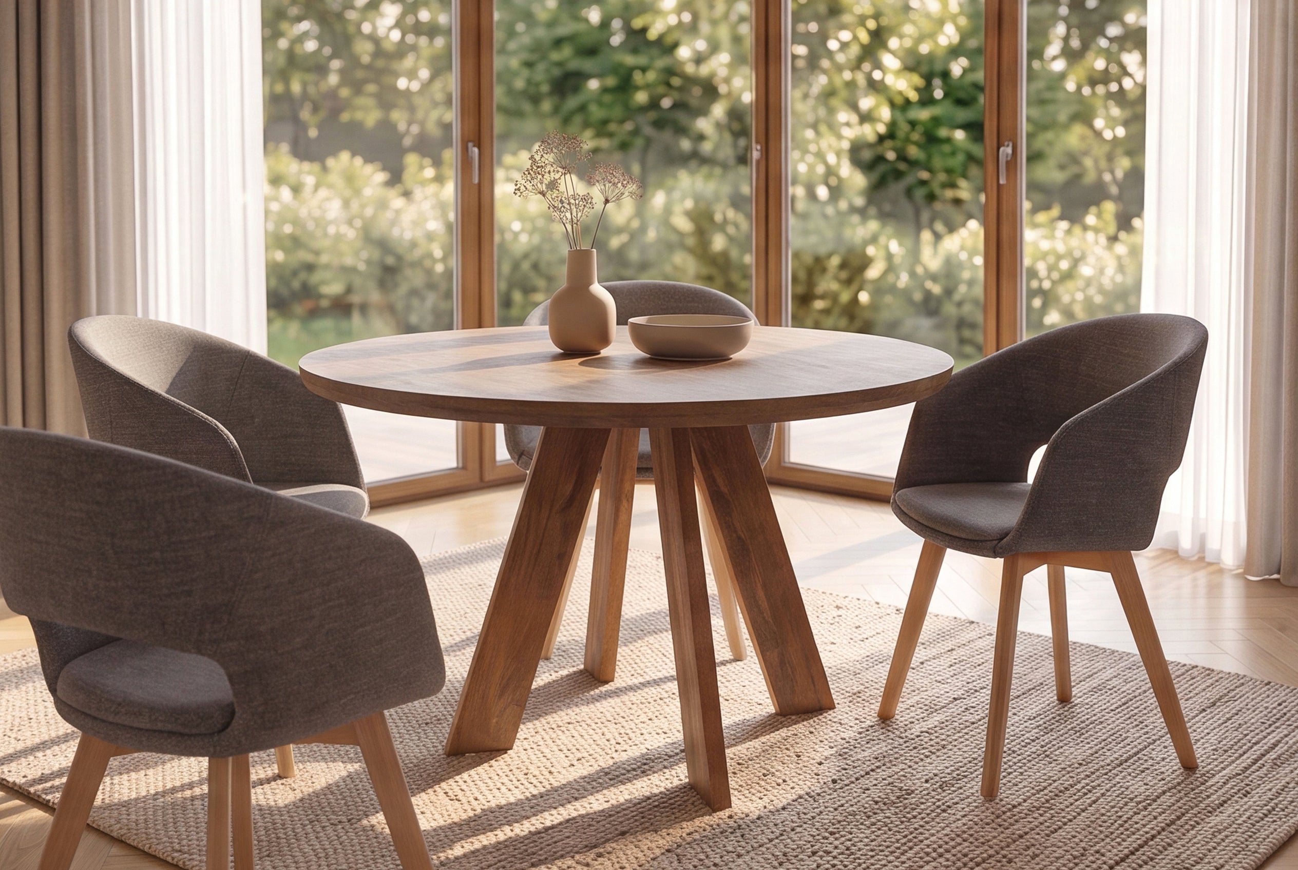 Table à manger ronde ART WOOD 100cm en manguier massif marron