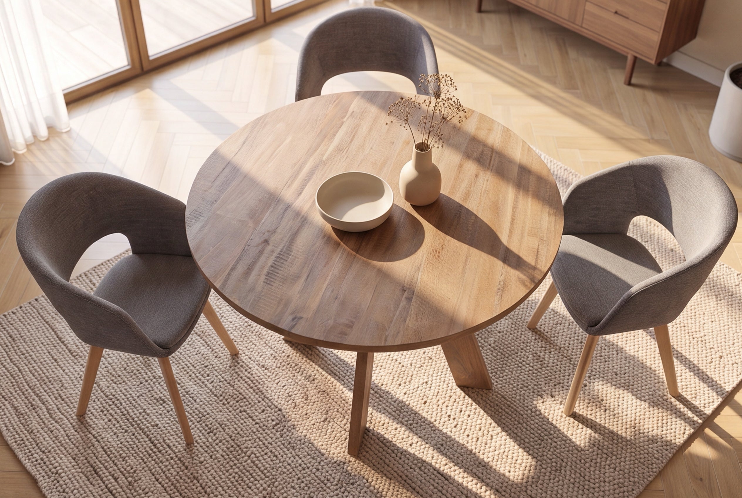 Table à manger ronde ART WOOD 100cm en manguier massif marron