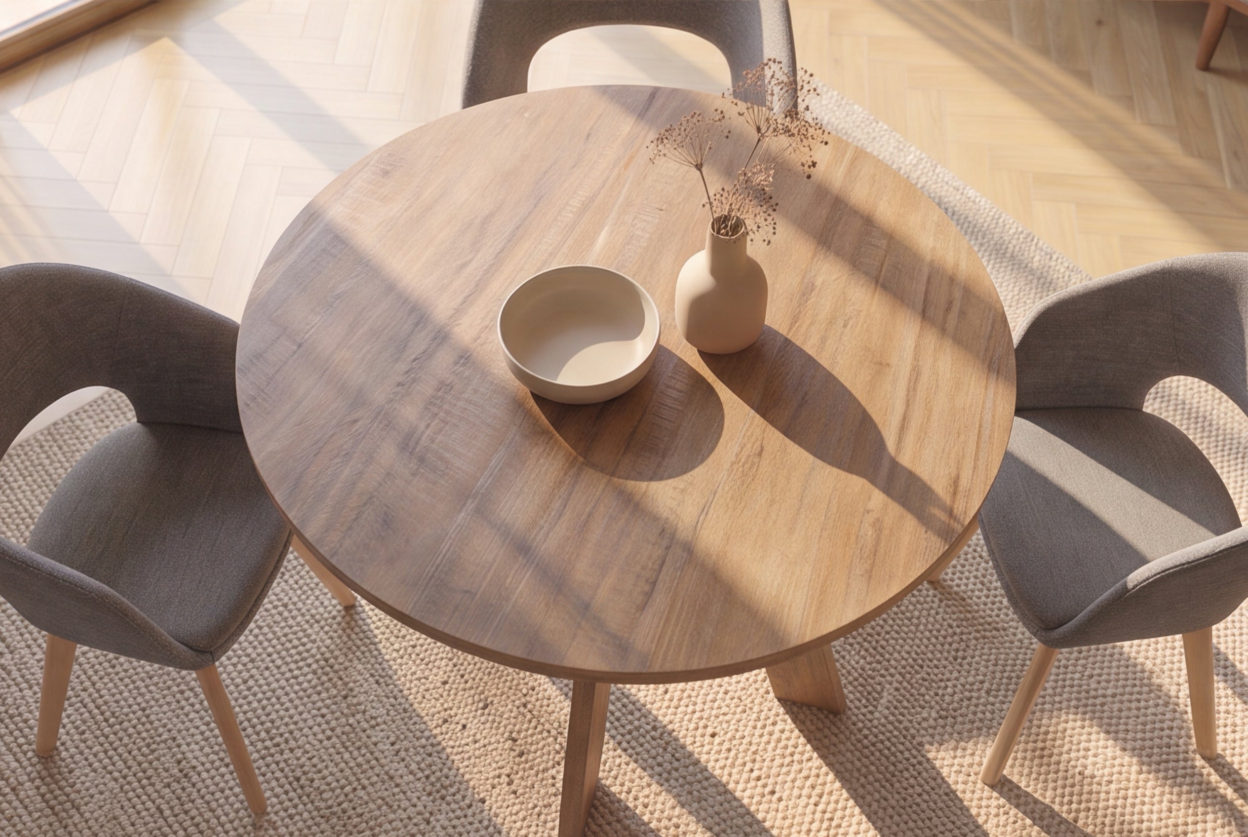 Table à manger ronde ART WOOD 100cm en manguier massif marron