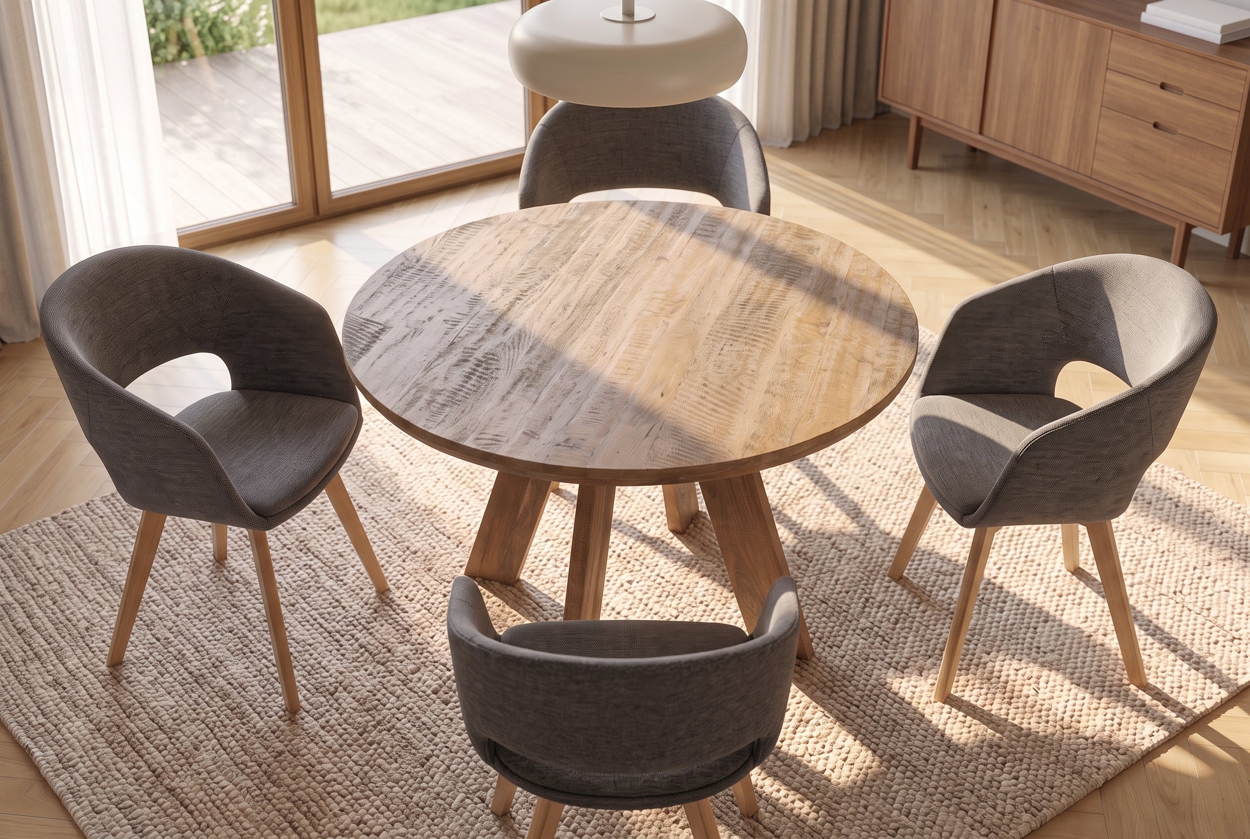 Table à manger ronde ART WOOD 100cm en manguier massif marron