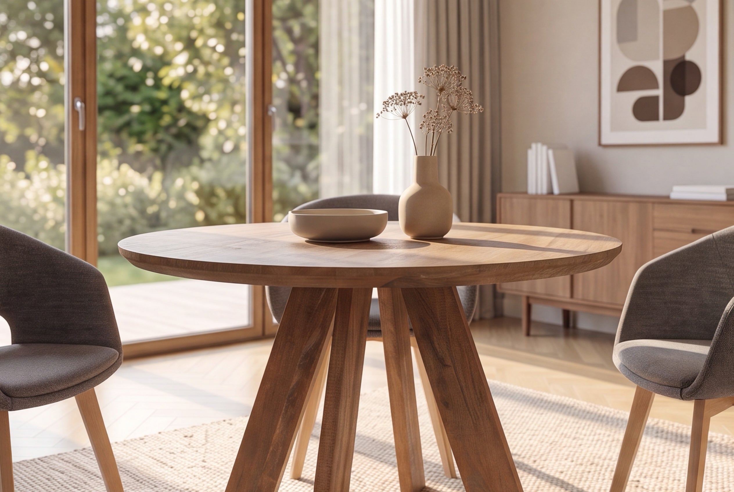 Table à manger ronde ART WOOD 100cm en manguier massif marron