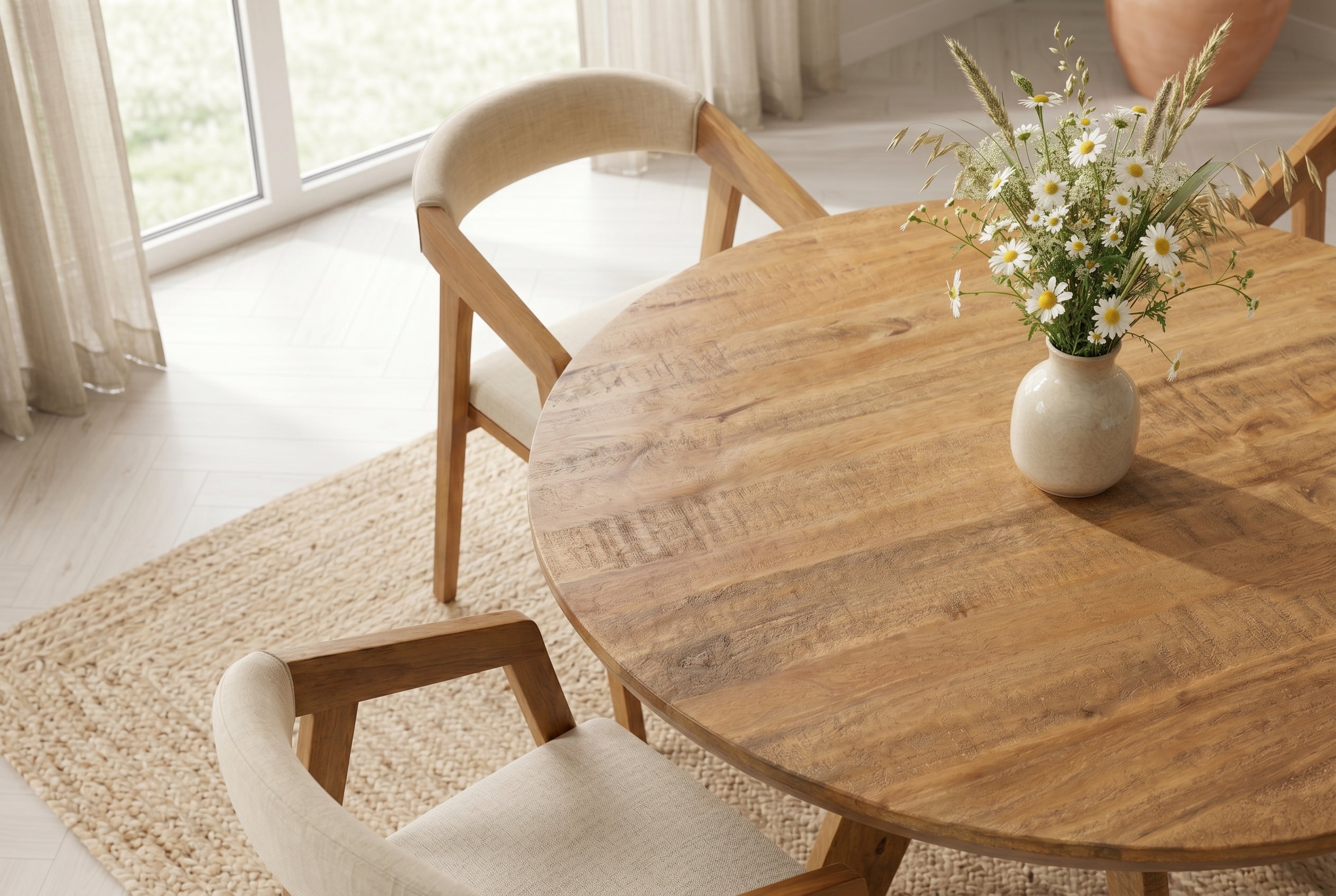 Table à manger ronde ART WOOD 120cm en manguier massif marron