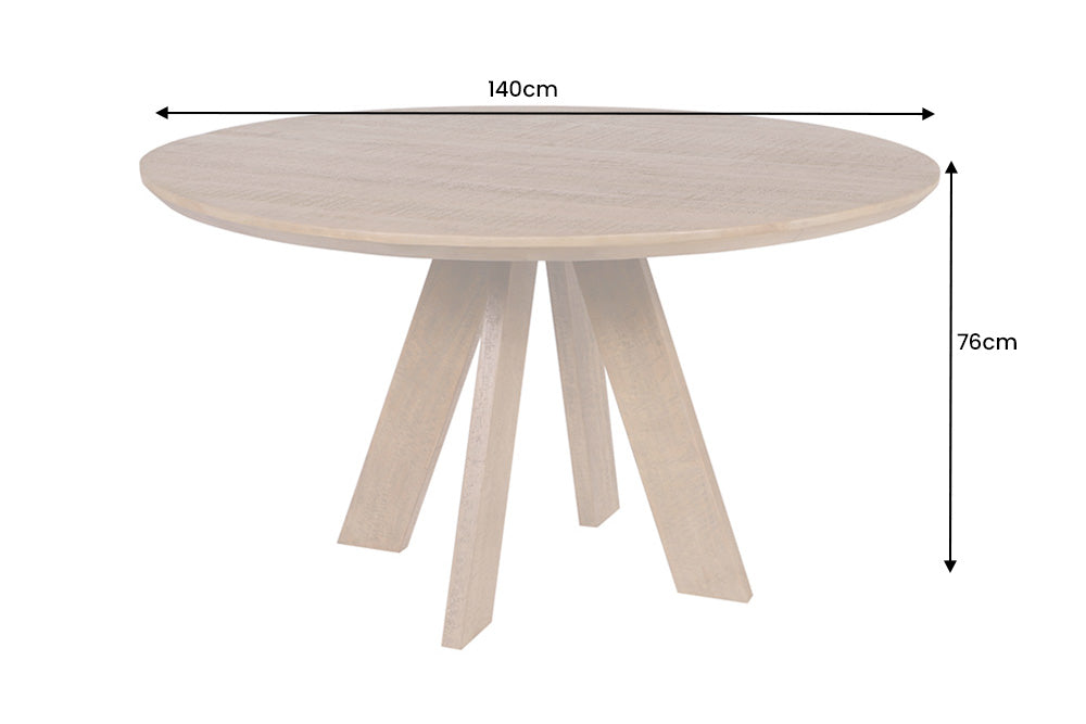 Table à manger ronde ART WOOD 140cm en manguier massif marron