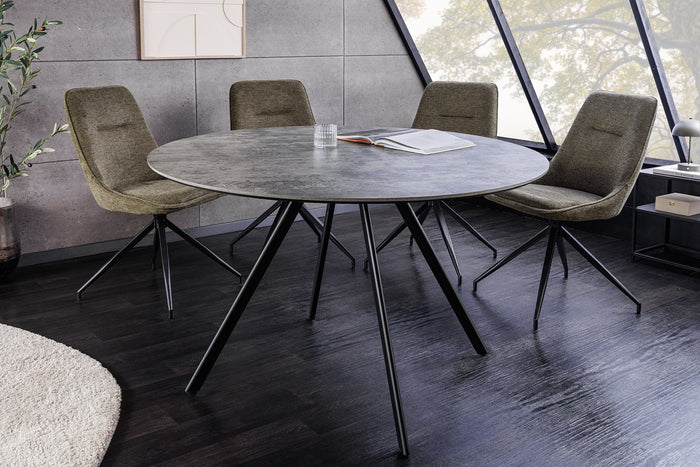 Table à manger ronde ATELIER 100cm béton gris design métal noir