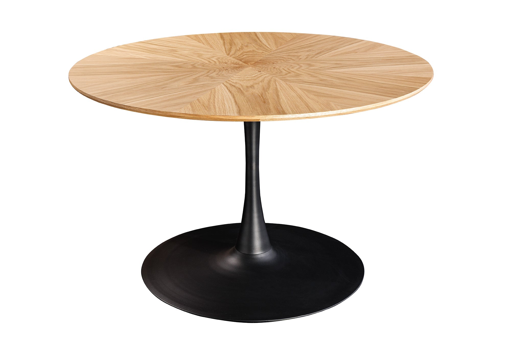 Table à manger ronde ATELIER 120cm chêne naturel pied colonne métal noir