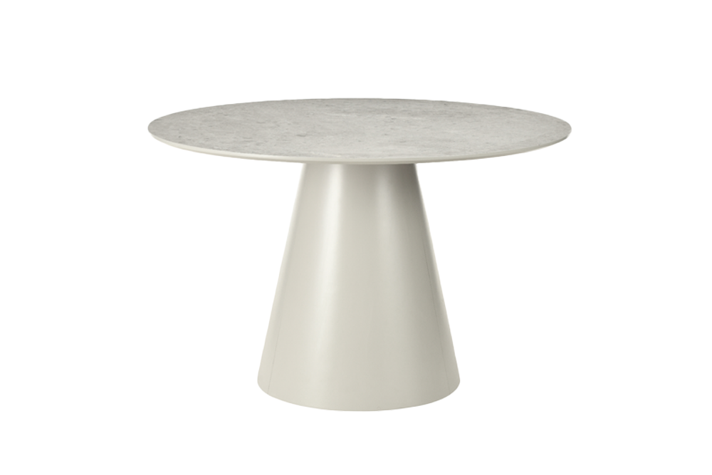 Table à manger ronde EN VOGUE 120cm design béton gris mat avec piètement colonne