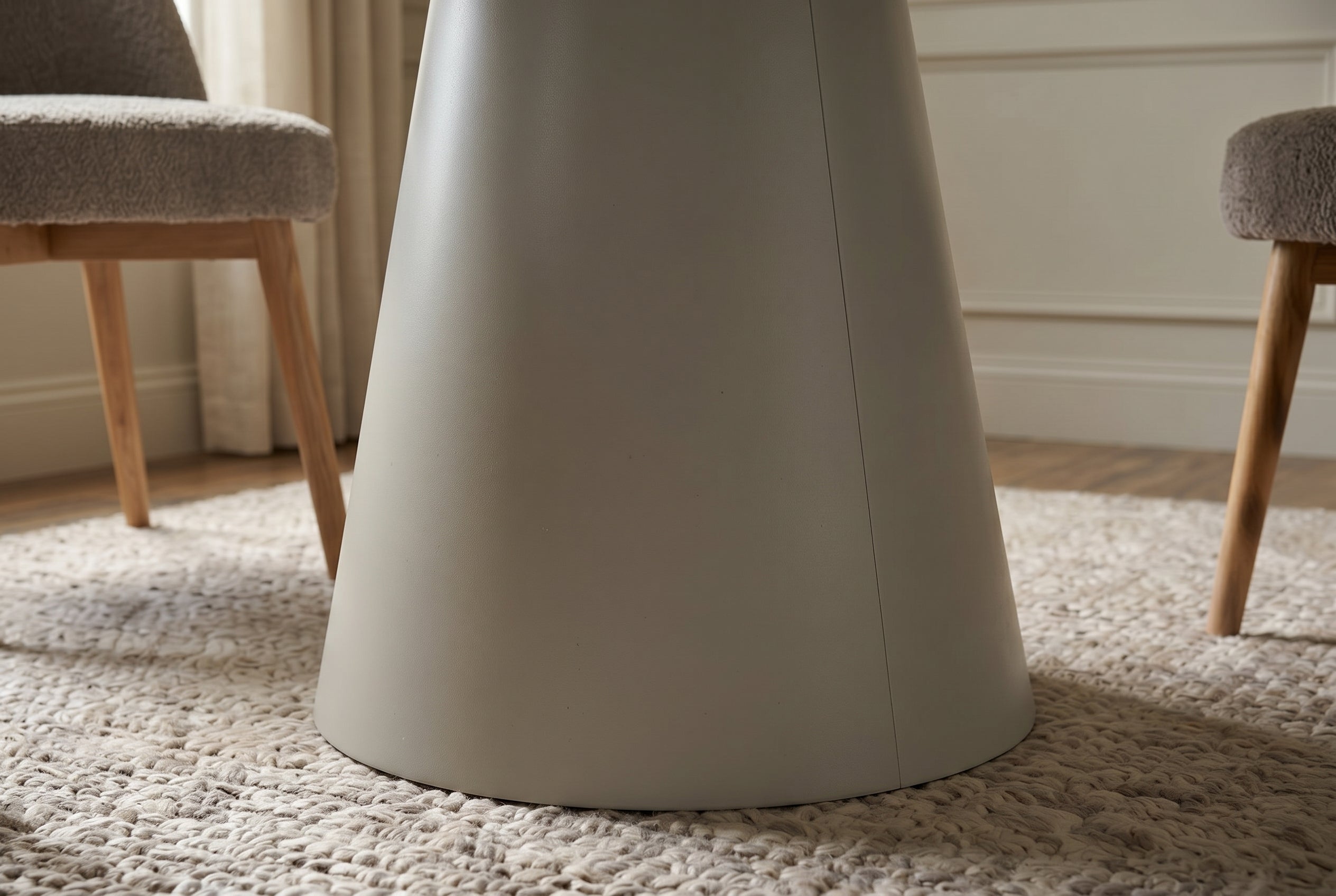 Table à manger ronde EN VOGUE 120cm design béton gris mat avec piètement colonne