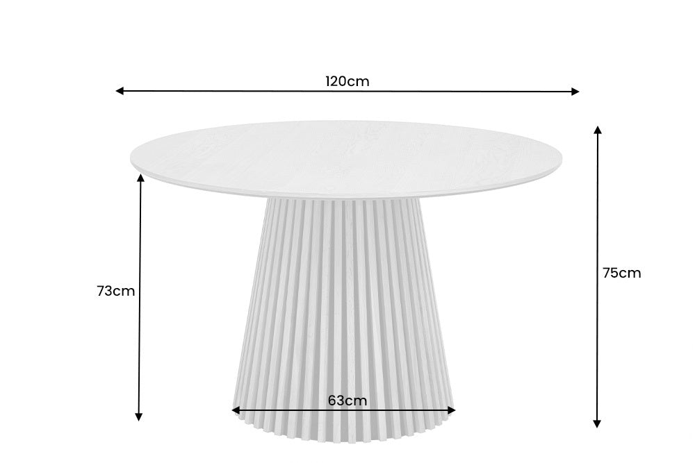 VALHALLA WOOD Mesa de comedor redonda de 120 cm con base de columna en roble ahumado
