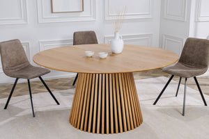 Table à manger ronde VALHALLA WOOD 120cm piètement pilier en chêne naturel
