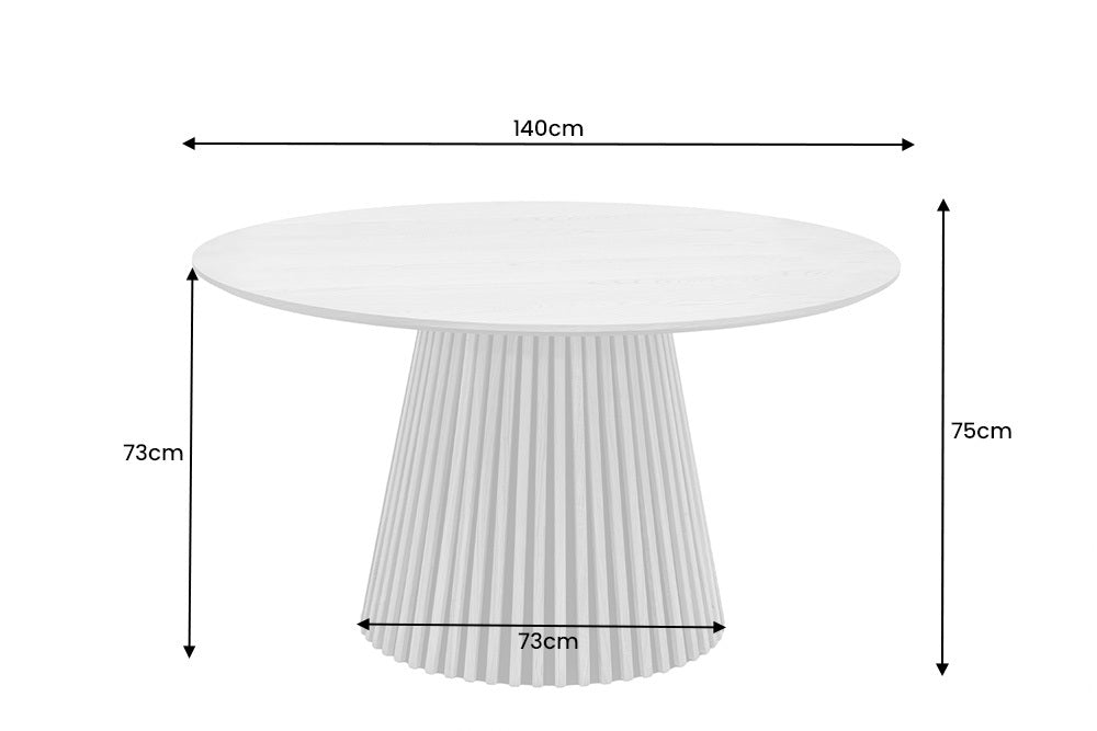 VALHALLA WOOD Mesa de comedor redonda de 140 cm con base de columna en roble ahumado
