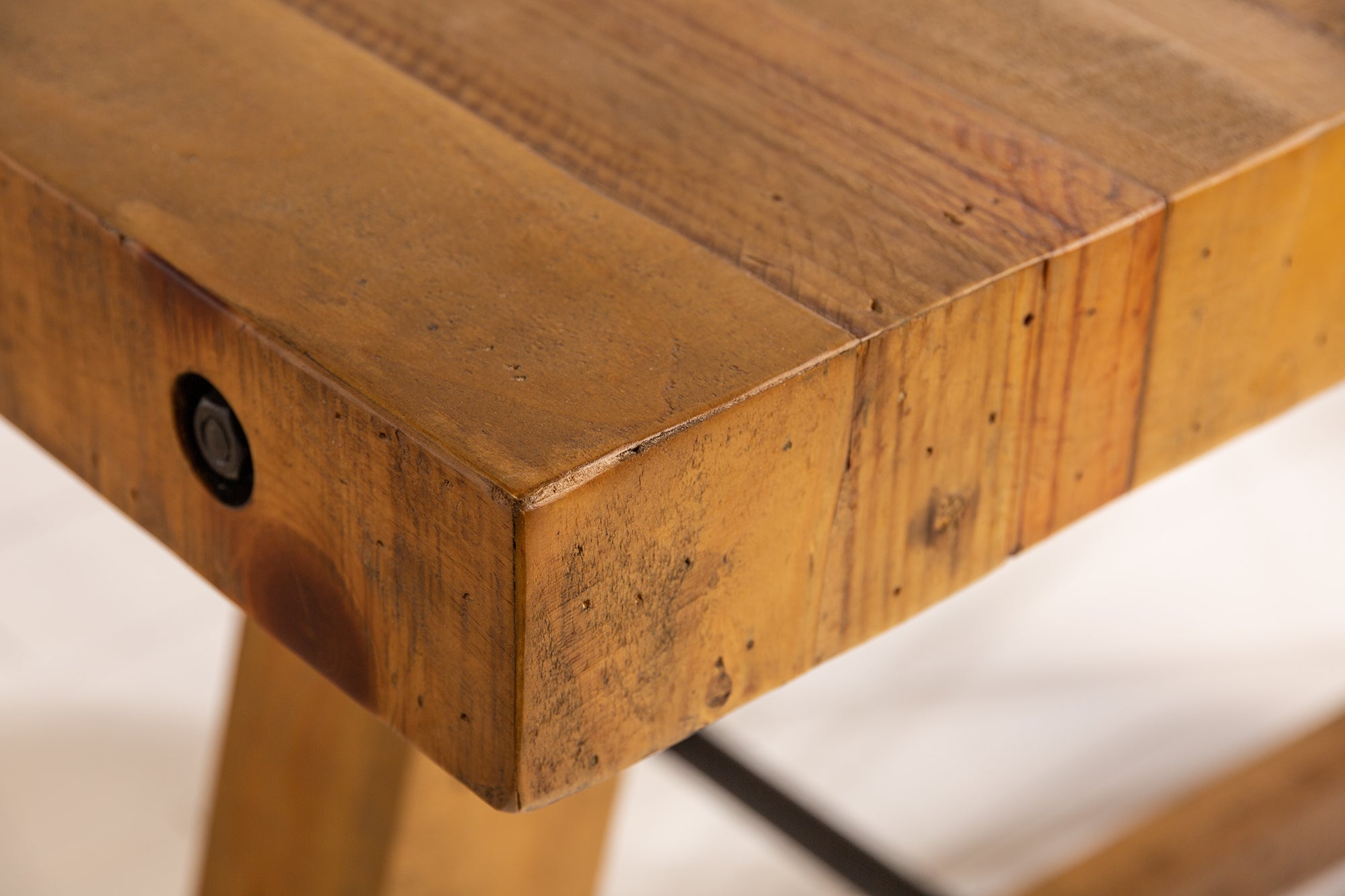 FINCA Mesa de comedor maciza de pino recuperado, diseño industrial, 165 cm, marrón vintage