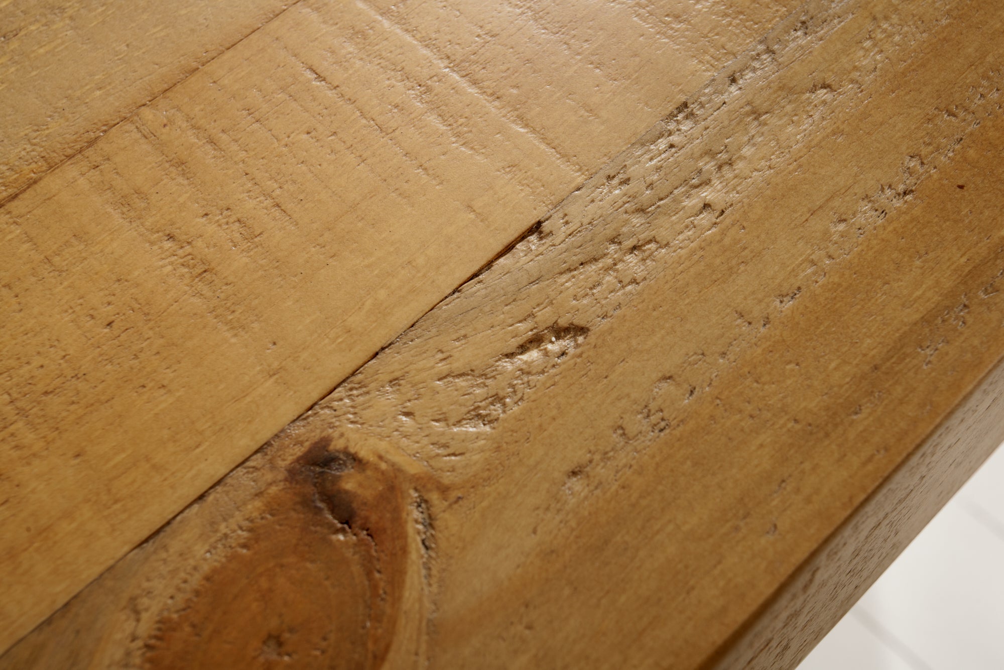 FINCA Mesa de comedor maciza marrón vintage de 240 cm en pino recuperado, diseño industrial