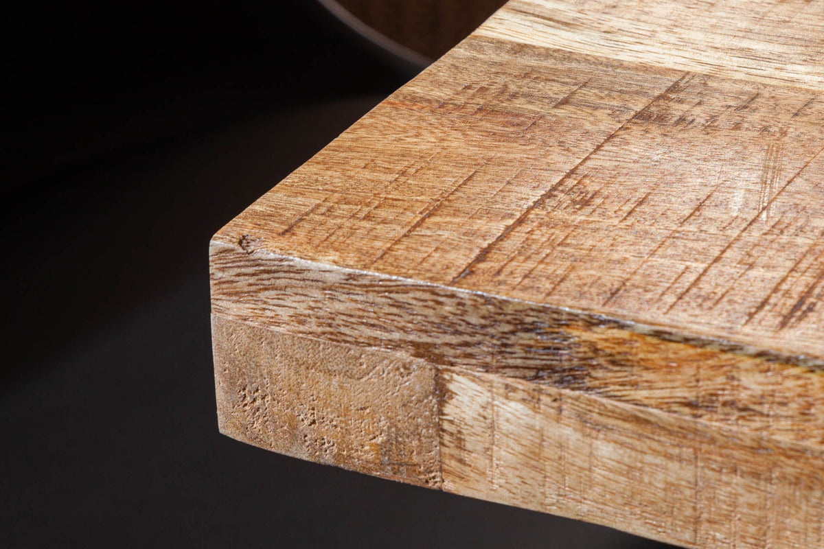Table à manger solide IRON CRAFT 140cm bois de manguier structure fer noir patin design industriel