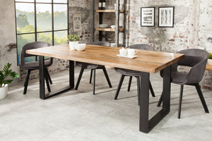 Table à manger solide IRON CRAFT 180cm bois de manguier naturel structure luge en fer design industriel