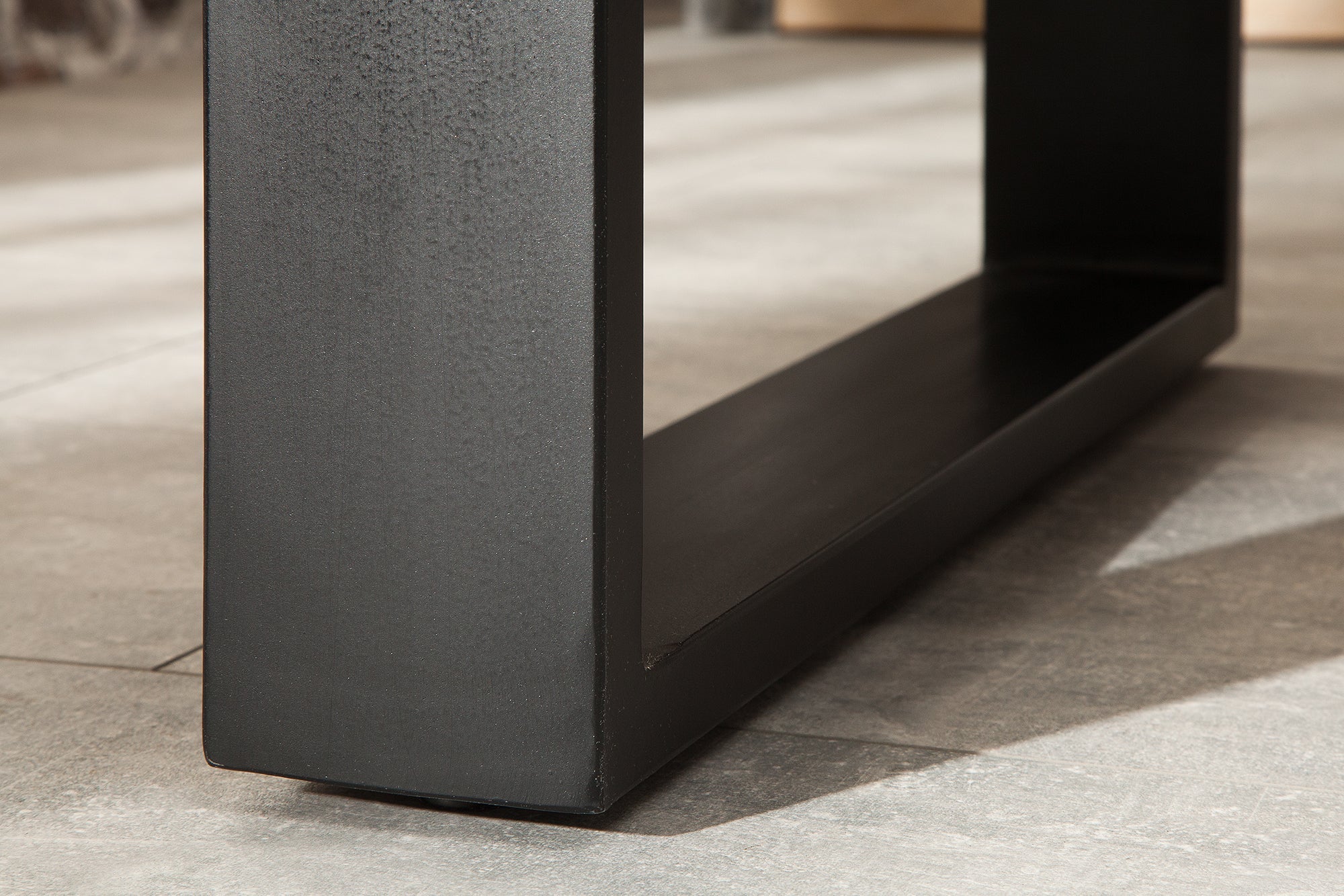 IRON CRAFT Mesa de comedor maciza de 200 cm en madera de mango natural, estructura voladiza de hierro, diseño industrial