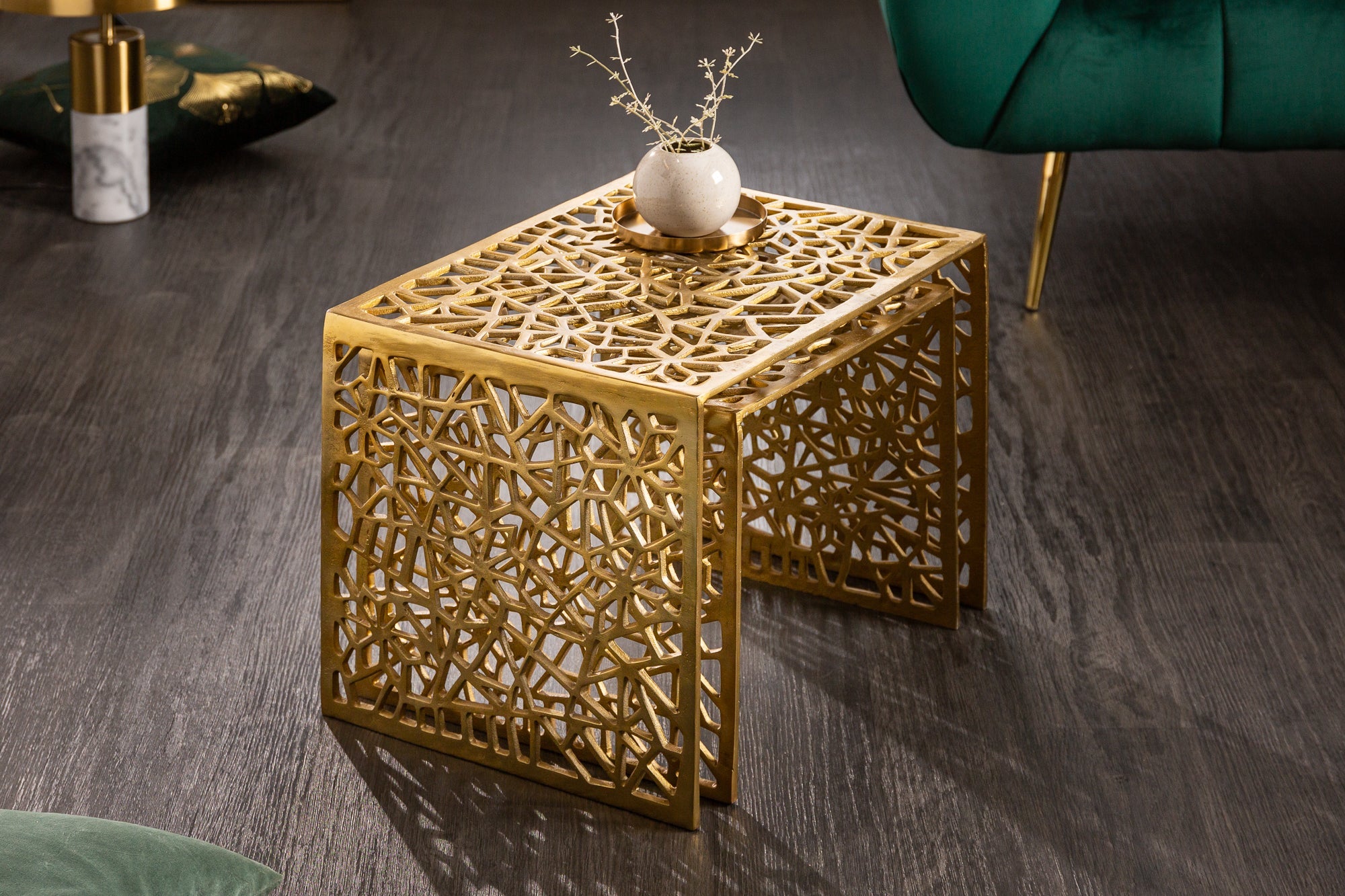 Craft mesa de centro ABSTRACT 50cm juego de 2 dorado con diseño Gap