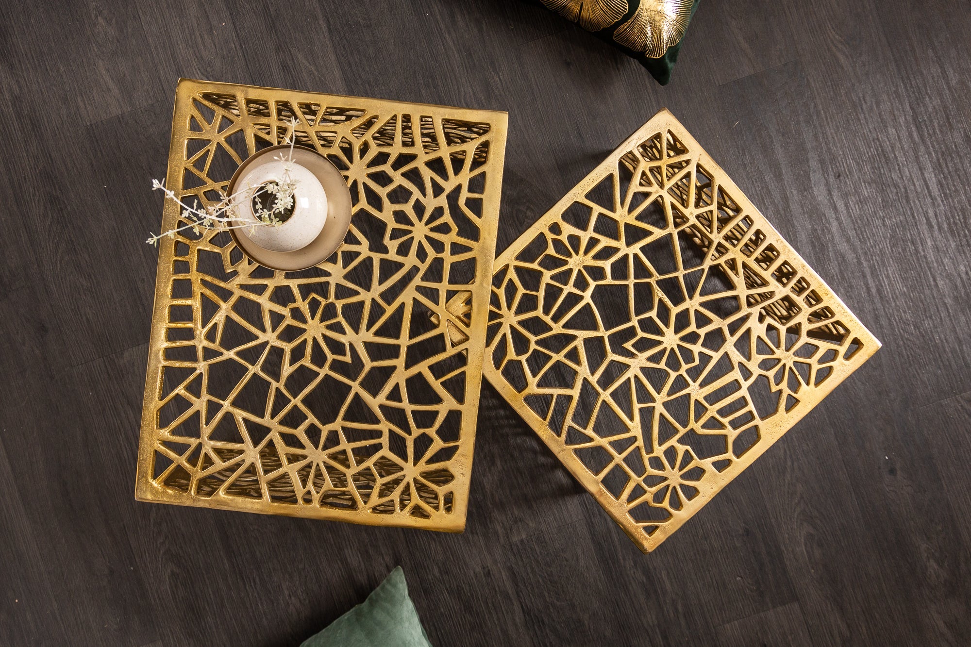Craft mesa de centro ABSTRACT 50cm juego de 2 dorado con diseño Gap