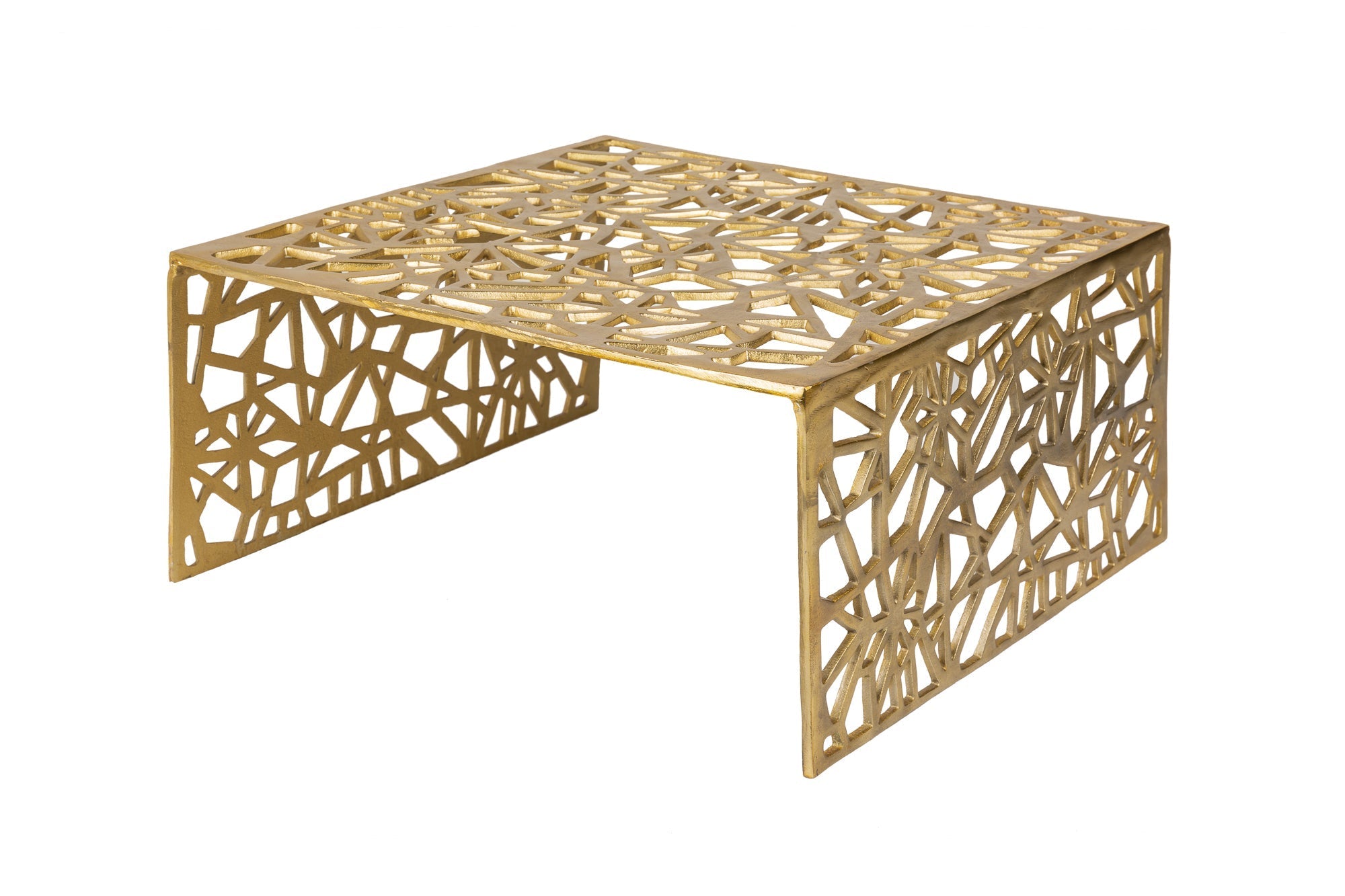 Table basse artisanale ABSTRACT 60cm aluminium doré design Gap