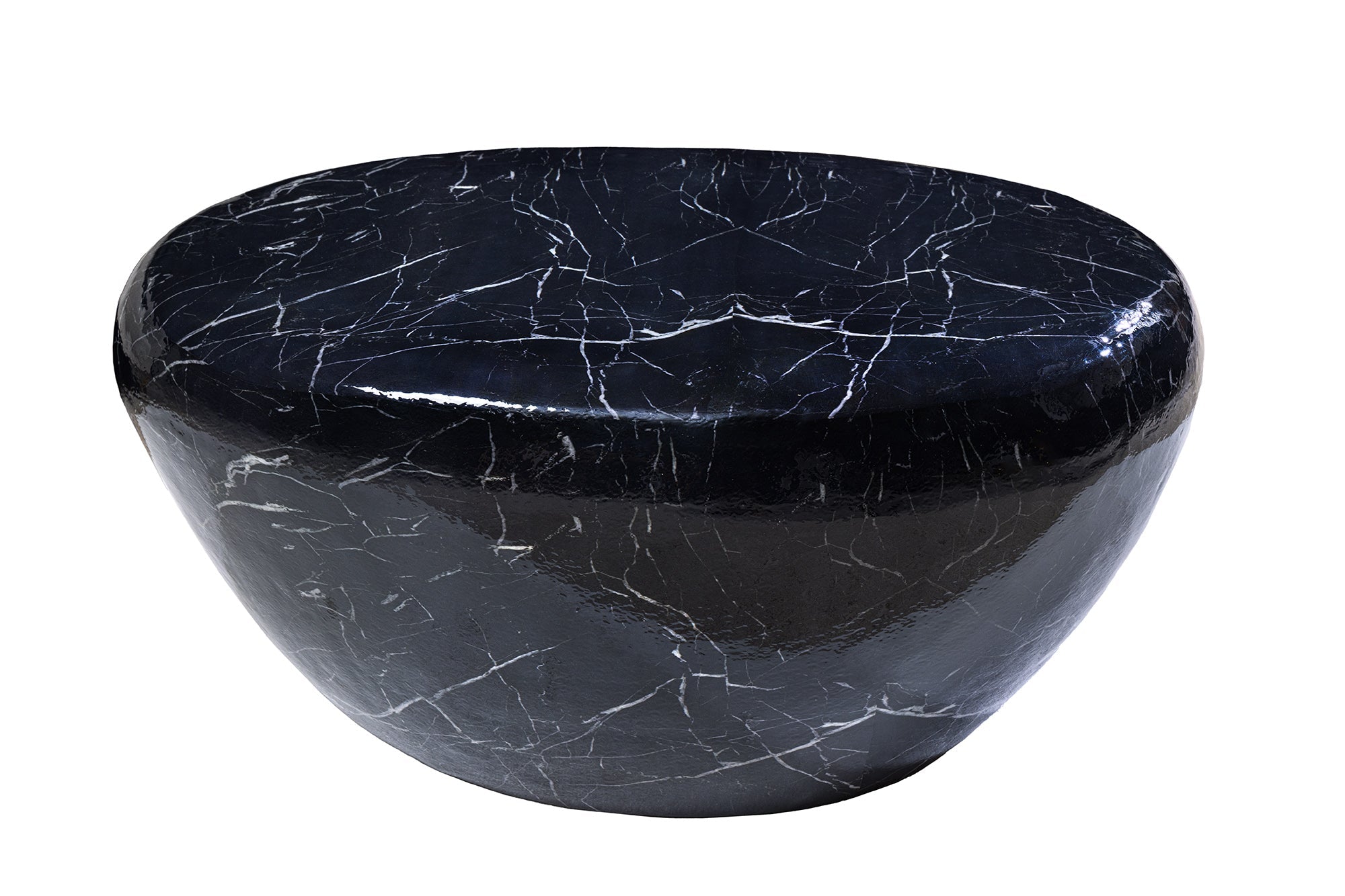 Mesa de centro artesanal STONE 75cm diseño mármol negro metal