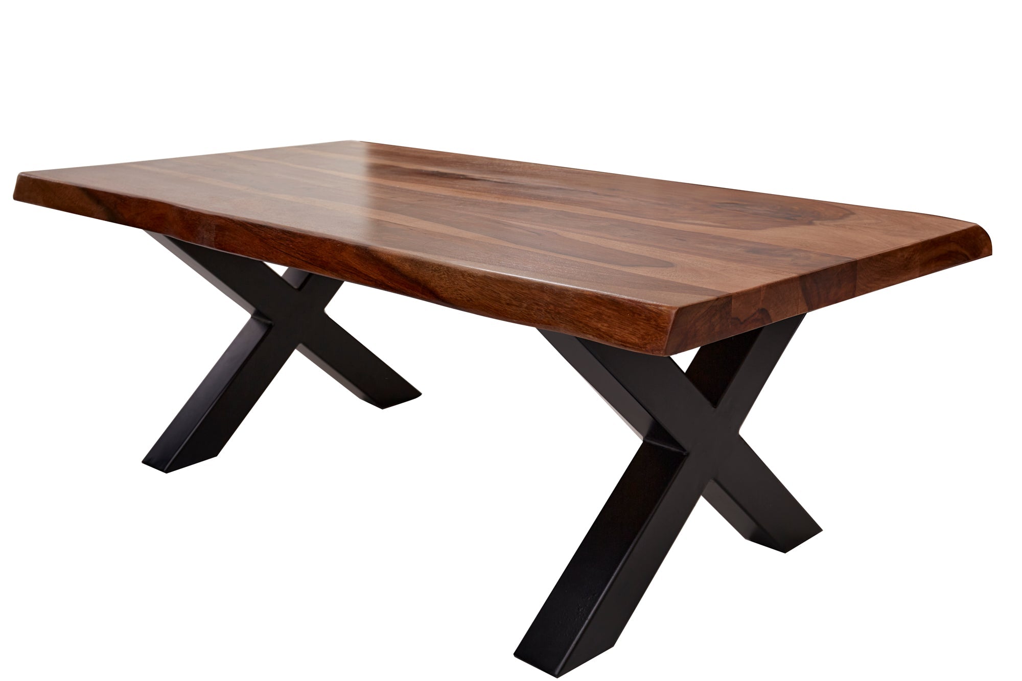 Mesa de centro de diseño AMAZONAS 110 cm de madera maciza de sheesham marrón con borde de árbol