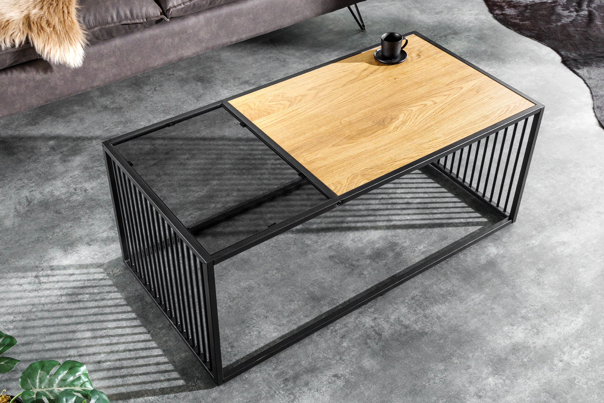 mesa de cafe-diseño-arquitectura-100cm-chene-sauvage-negro-vidrio-humo-metal-madera_43002 (inv)