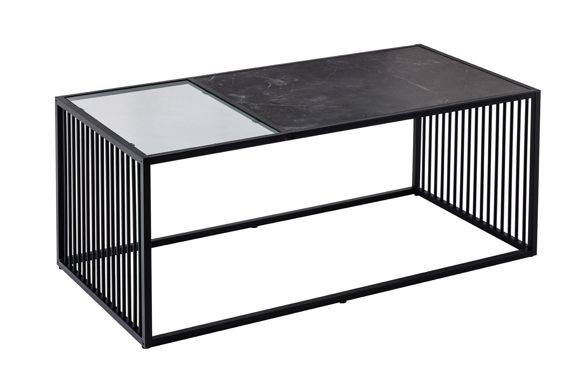 Table basse design ARCHITECTURE 100cm graphite verre fumé métal