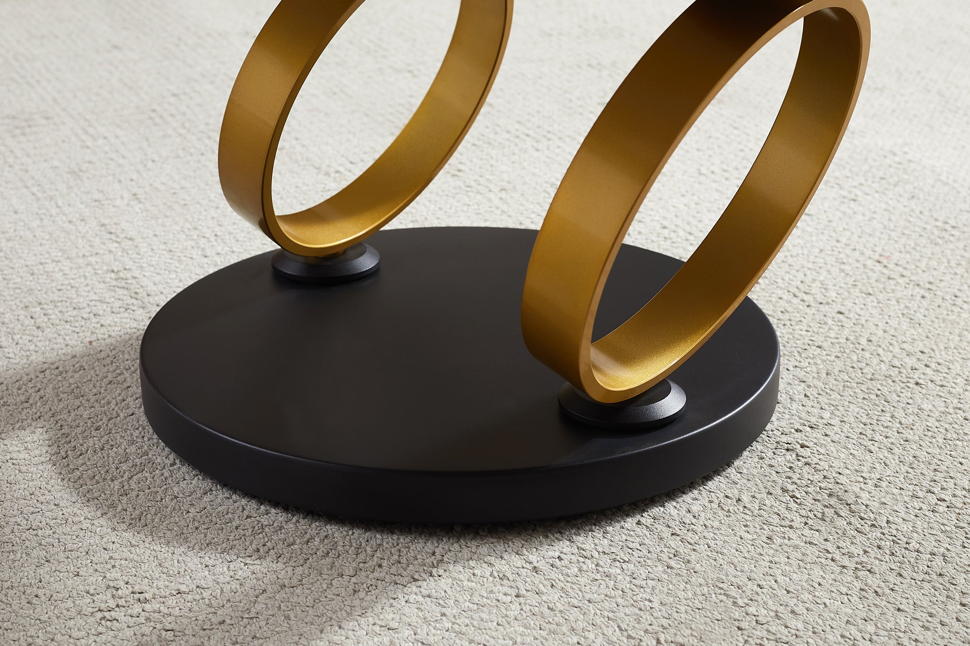 Table basse design DANCING RINGS blanc marron ronde tournante Pandora céramique or