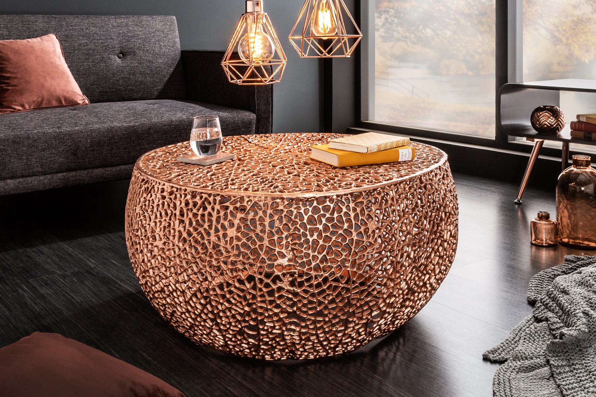 mesa-de-café-diseño-filigrana-abstracto-hoja-80cm-cobre-hecho-a-mano_40287 (inv)
