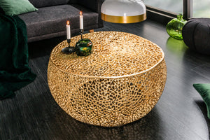 Table basse design filigrane ABSTRACT LEAF 80cm or fait main